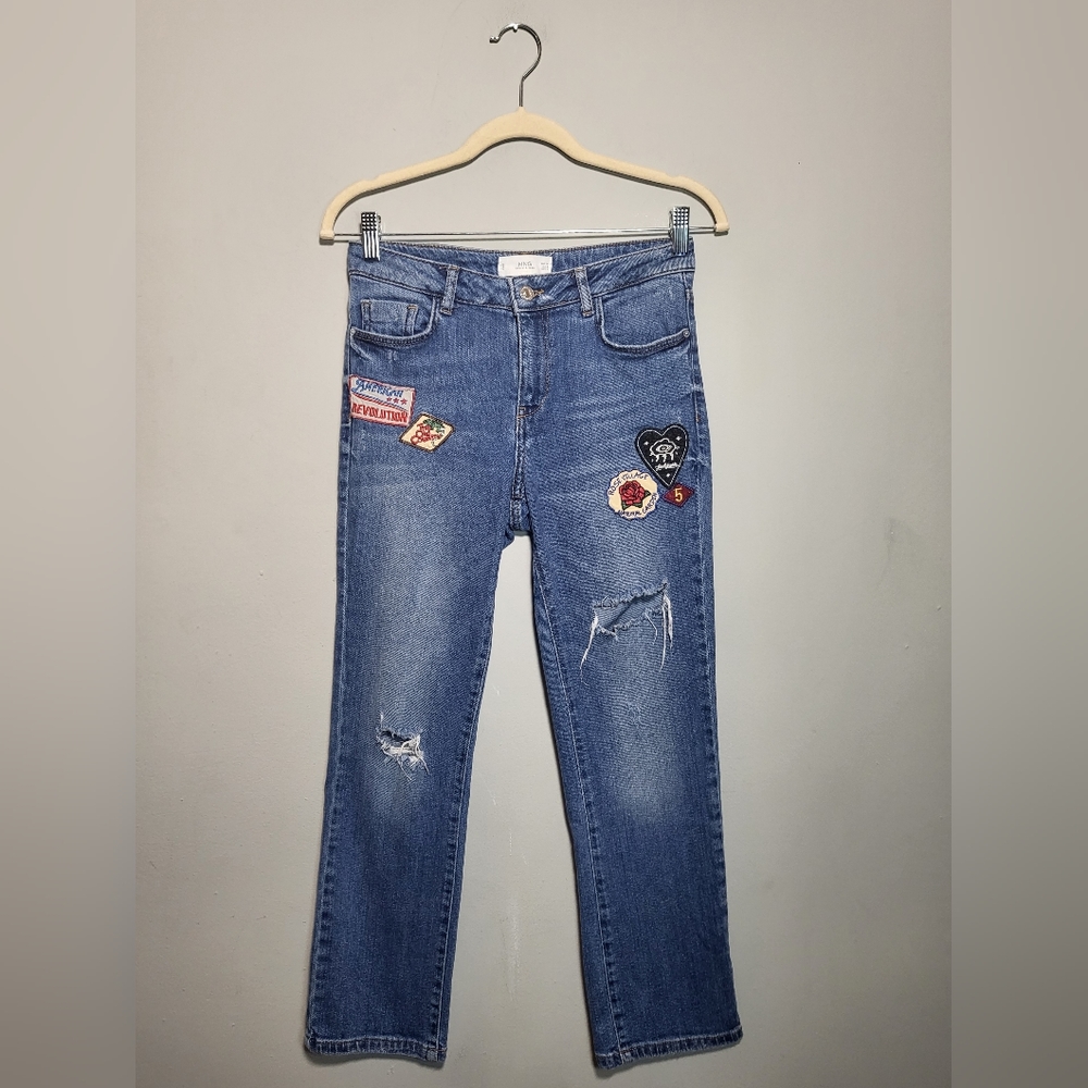 🌞 MNG Mango | NWOT | Straight Leg | Retro Patch Jeans | size 4